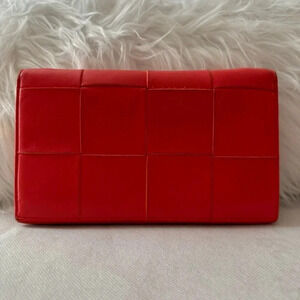 Bottega Veneta Orange Cassette Womens Zip Around Wallet